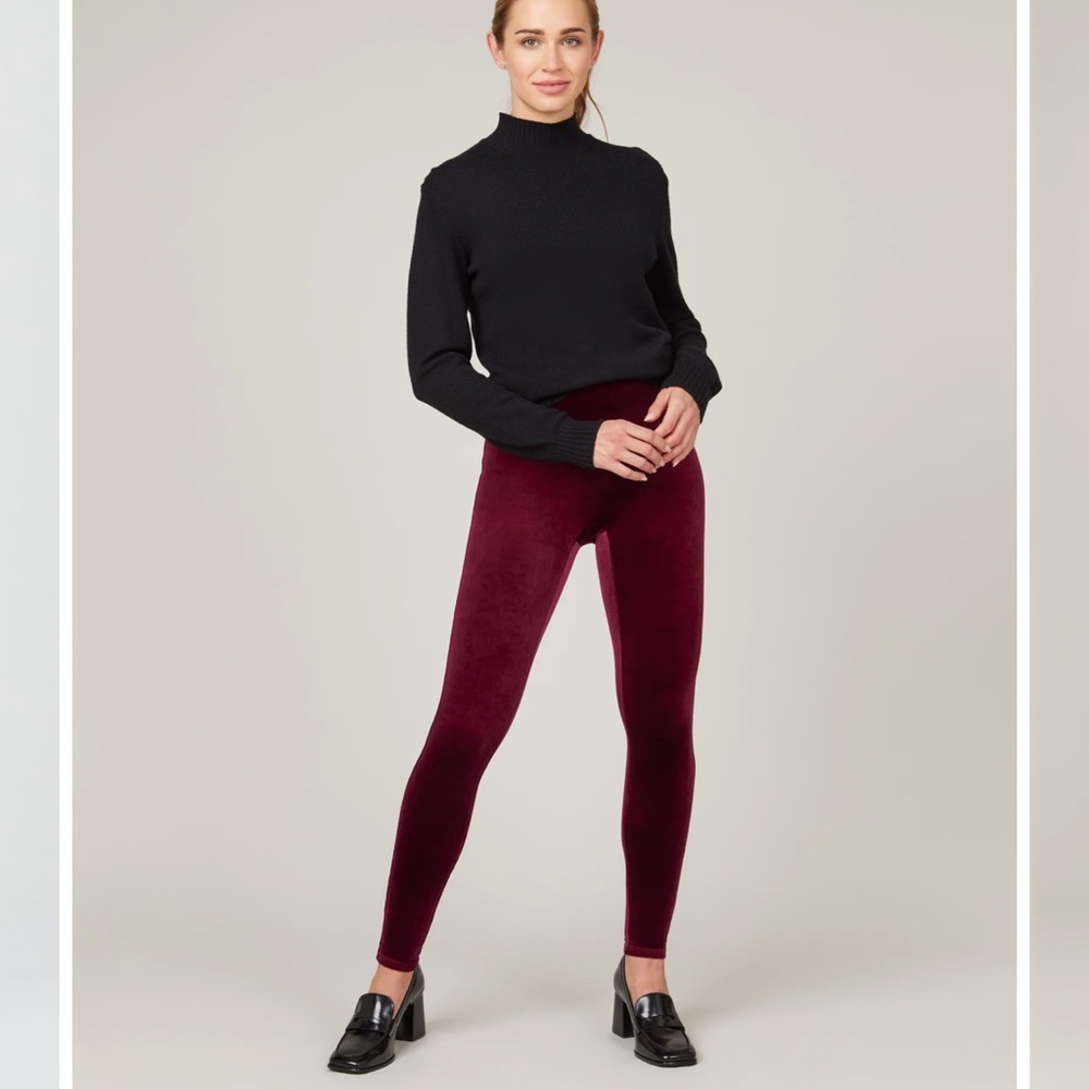 Spanx Velvet Leggings Rich Burgundy Size XS